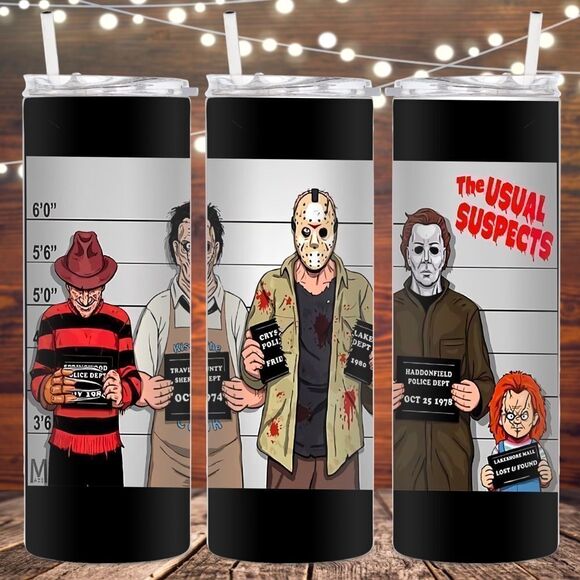 Handmade Other - Horror Movie Killers Mugshot Metal tumbler